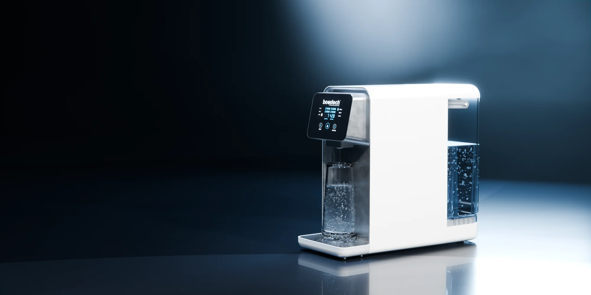 boostech Umkehrosmoseanlage weiß-silber – Seitenansicht